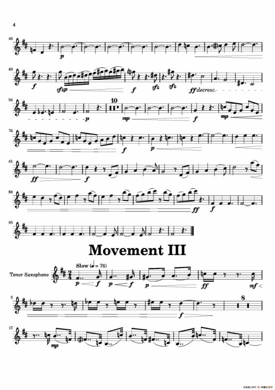 Movement（四重奏次中音萨克斯分谱）