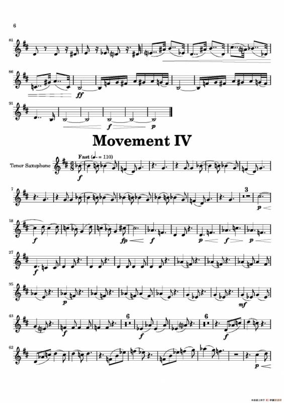 Movement（四重奏次中音萨克斯分谱）
