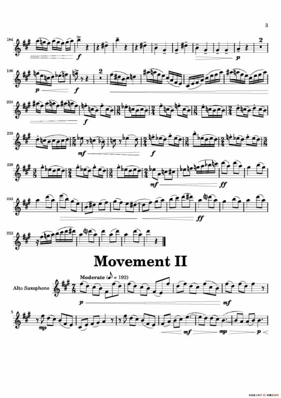 Movement（四重奏中音萨克斯分谱）