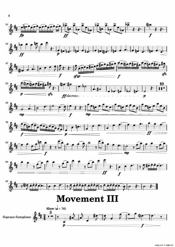 Movement（四重奏高音萨克斯分谱）