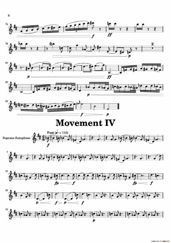 Movement（四重奏高音萨克斯分谱）