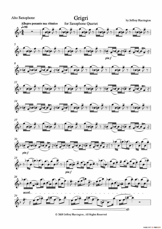 Grigri（四重奏中音萨克斯分谱）