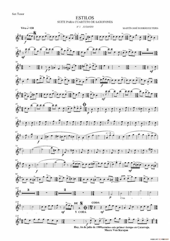 ESTILOS（四重奏次中音萨克斯分谱）