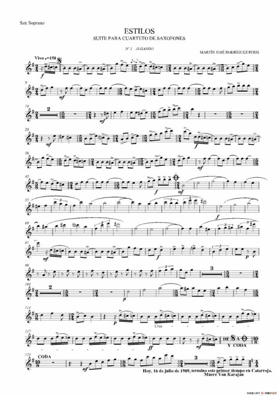 ESTILOS（四重奏高音萨克斯分谱）