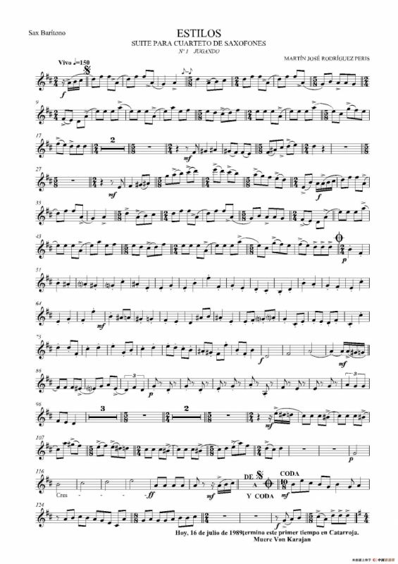 ESTILOS（四重奏上低音萨克斯分谱）