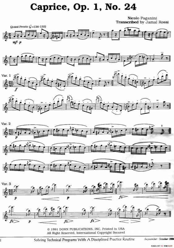 Caprice，Op.1，No.24（帕格尼尼第24首随想曲）