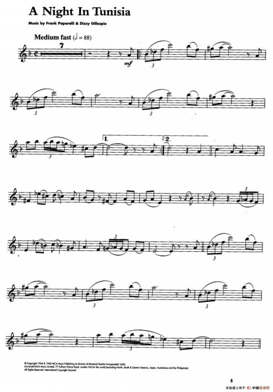 A Night In Tunisia（次中音萨克斯）