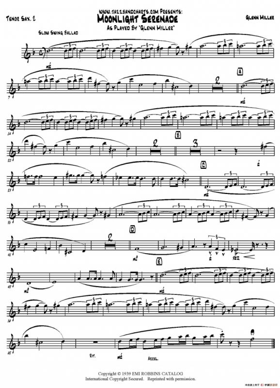 Moonlight Serenade（第二次中音萨克斯分谱）