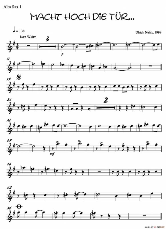 Macht Hoch Die Tru…（第一中音萨克斯分谱）