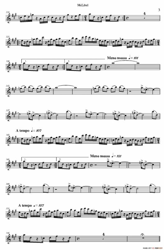 Mclibel（五重奏中音萨克斯分谱）