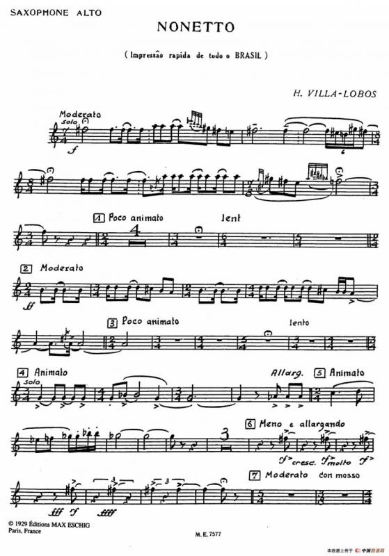 Nonetto（中音萨克斯分谱）