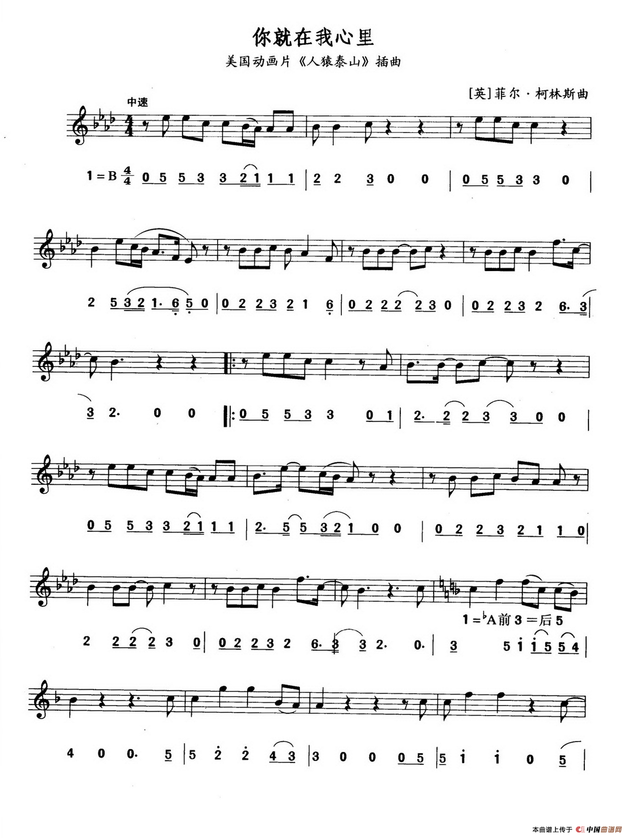 你就在我心里（线简谱对照版）
