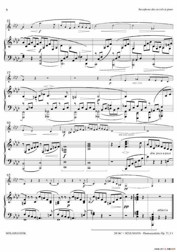 舒曼幻想曲三首 Op73（Ⅰ）（中音萨克斯+钢琴伴奏）