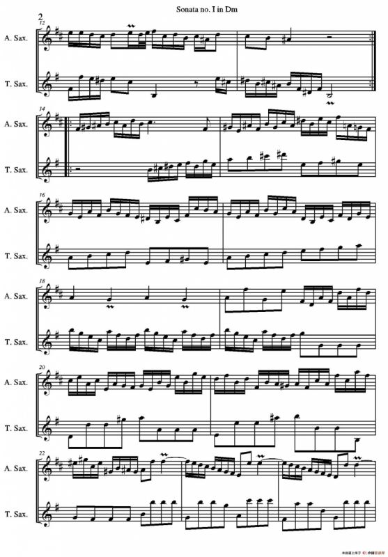 Sonata no. I in Dm（二重奏）