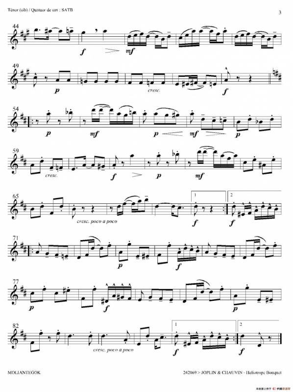 Heliotrope Bouquet（四重奏高音萨克斯分谱）