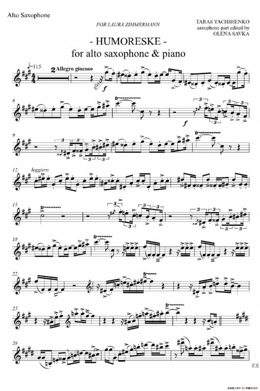 HUMORESKE（中音萨克斯独奏）