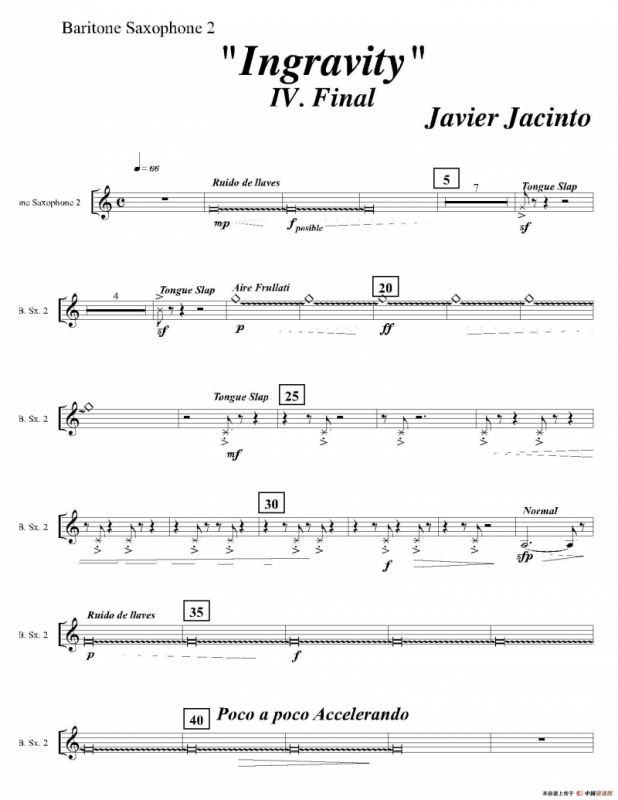 Ingravity（第四乐章）（第二上低音萨克斯分谱）