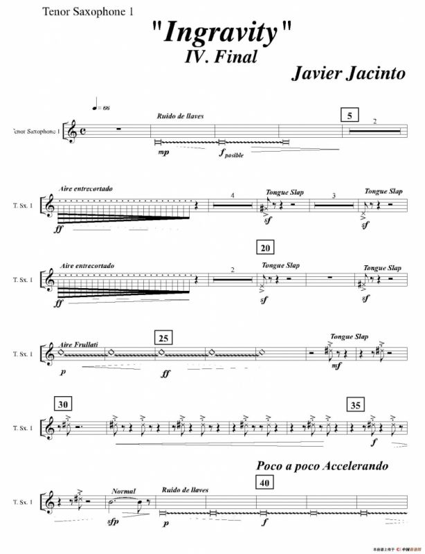 Ingravity（第四乐章）（第一次中音萨克斯分谱）