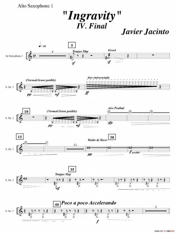 Ingravity（第四乐章）（第一中音萨克斯分谱）