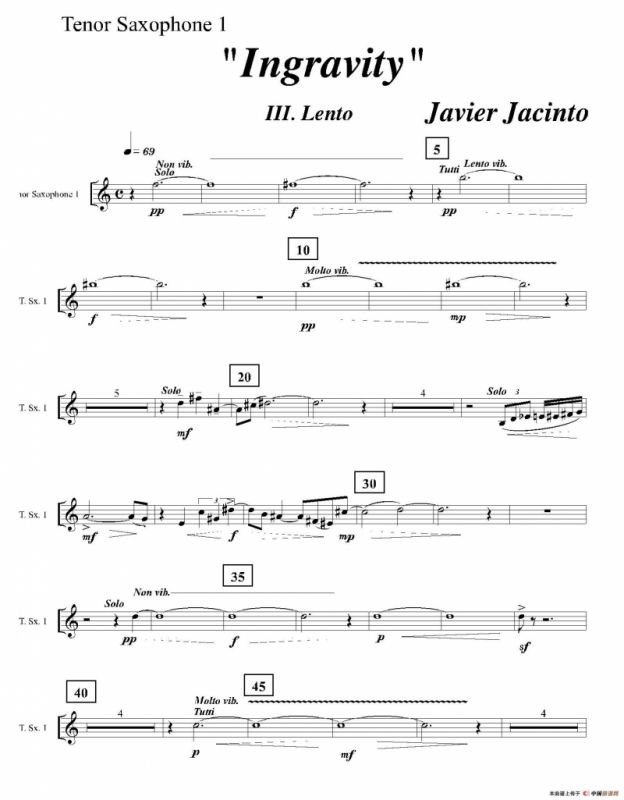 Ingravity（第三乐章）（次中音萨克斯分谱）
