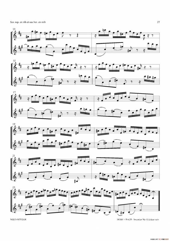 Inventions 巴赫15首创意曲（二重奏—13）