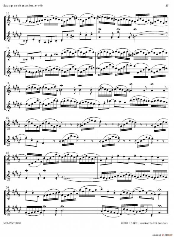 Inventions 巴赫15首创意曲（二重奏—12）