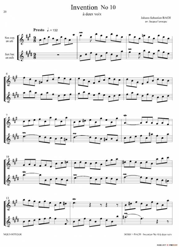 Inventions 巴赫15首创意曲（二重奏—10）