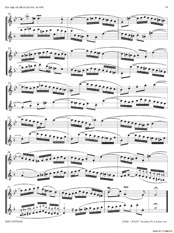 Inventions 巴赫15首创意曲（二重奏—9）