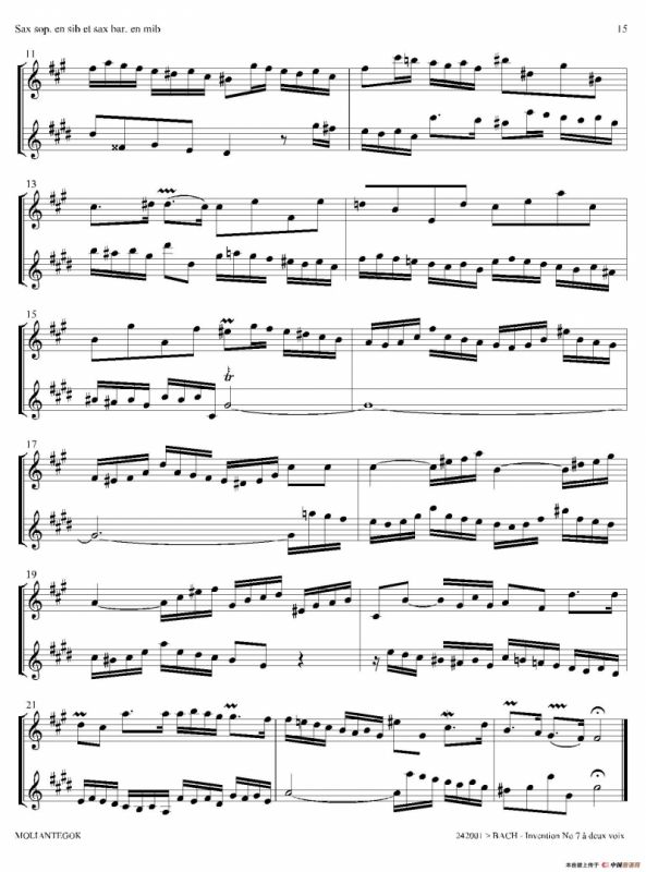 Inventions 巴赫15首创意曲（二重奏—7）