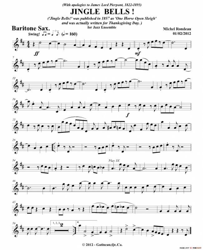 JINGLE BELLS！（上低音萨克斯分谱）