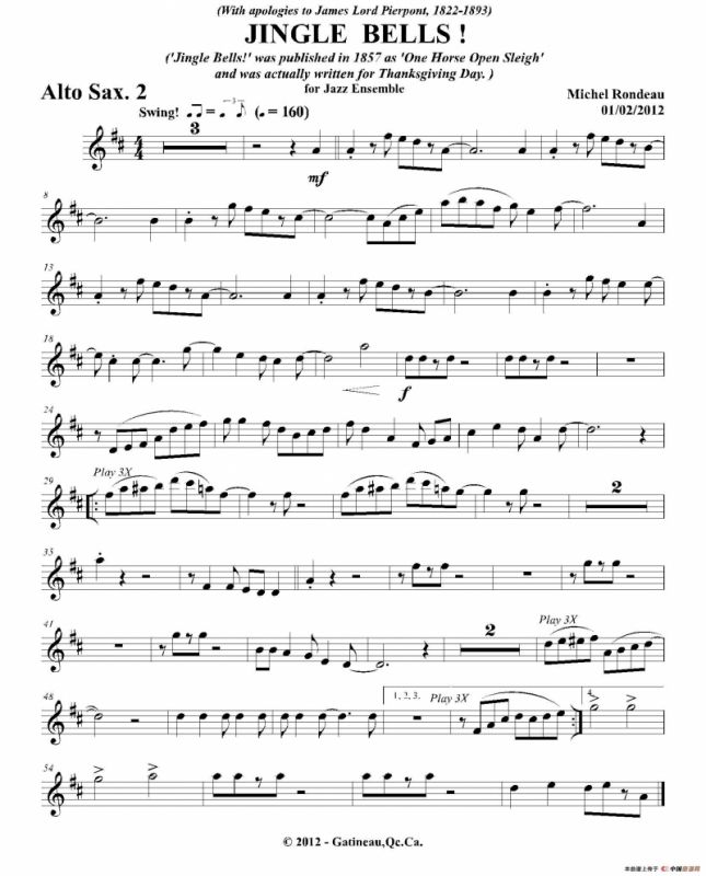JINGLE BELLS！（第二中音萨克斯分谱）