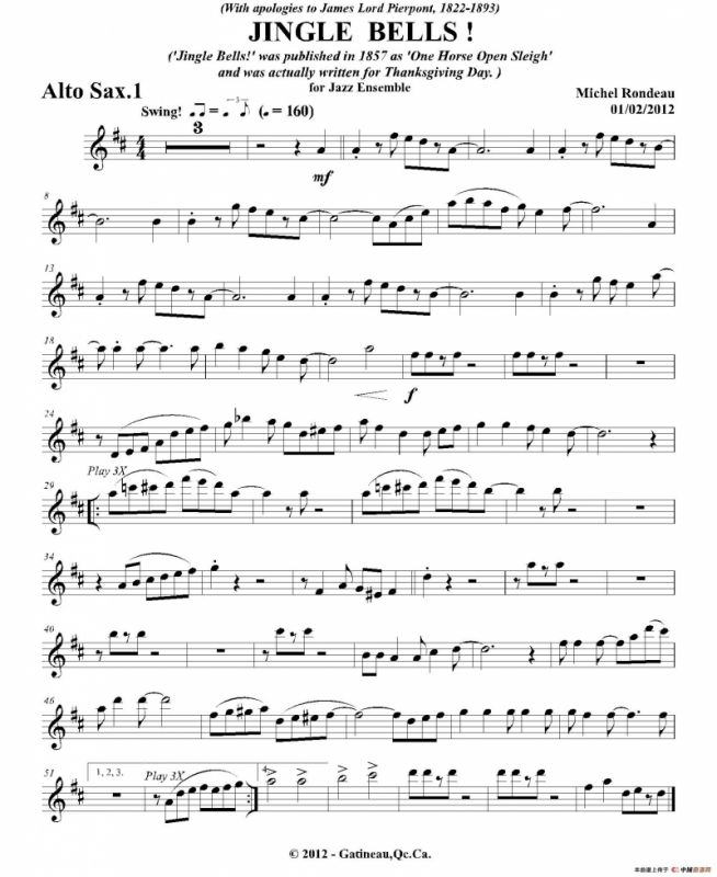 JINGLE BELLS！（第一中音萨克斯分谱）