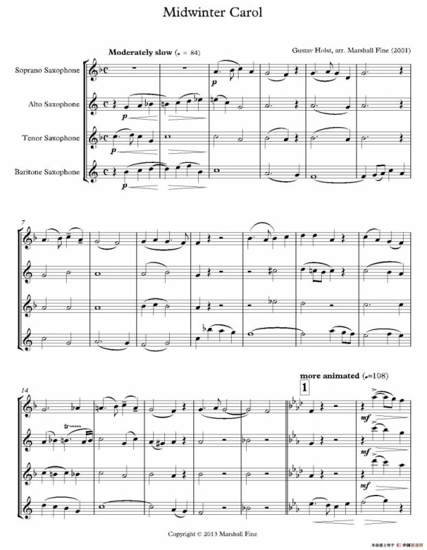 Midwinter Carol（四重奏总谱）