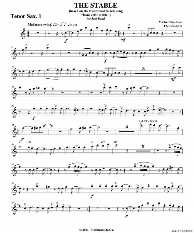 THE STABLE（第一次中音萨克斯分谱）