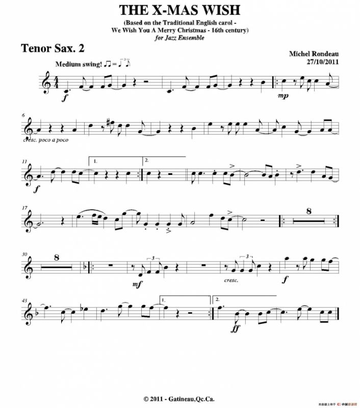 THE X-MAS WISH（第二次中音萨克斯分谱）