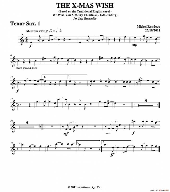 THE X-MAS WISH（第一次中音萨克斯分谱）