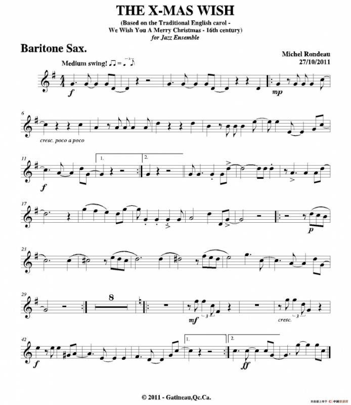 THE X-MAS WISH（上低音萨克斯分谱）