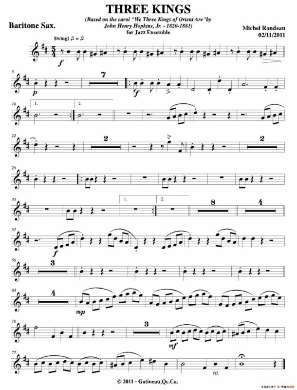 THREE KINGS（上低音萨克斯分谱）