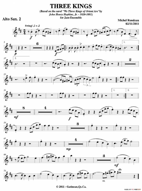 THREE KINGS（第二中音萨克斯分谱）