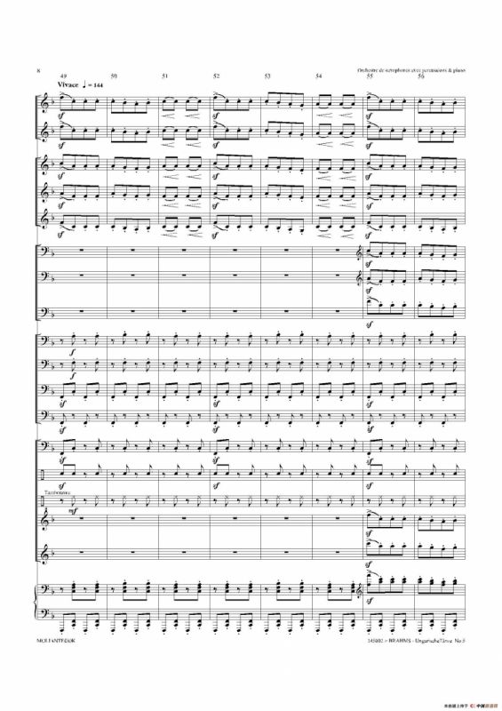 Ungarische Tnze No 5（十五重奏总谱）