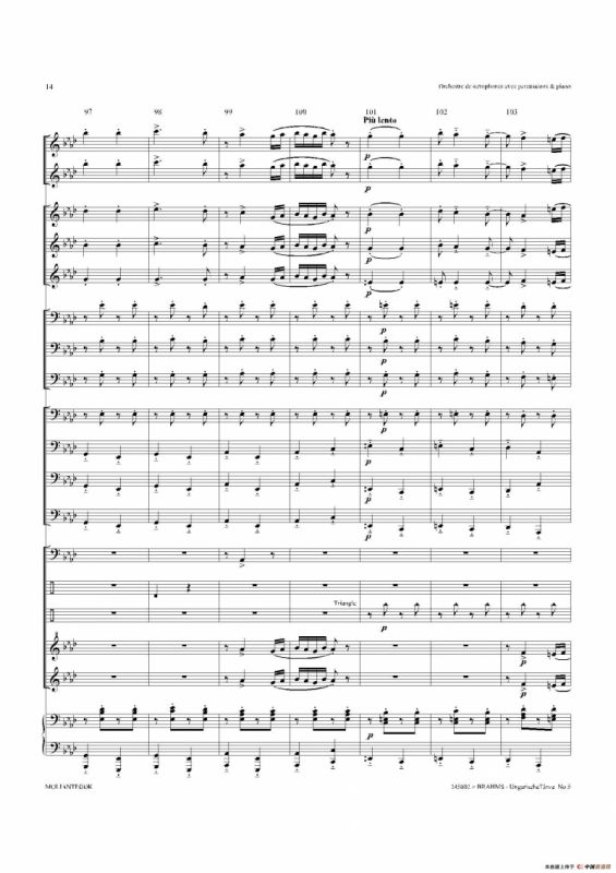 Ungarische Tnze No 5（十五重奏总谱）