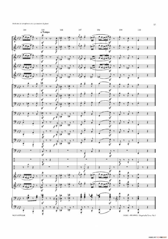 Ungarische Tnze No 5（十五重奏总谱）