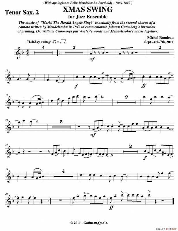 XMAS SWING（第二次中音萨克斯分谱）