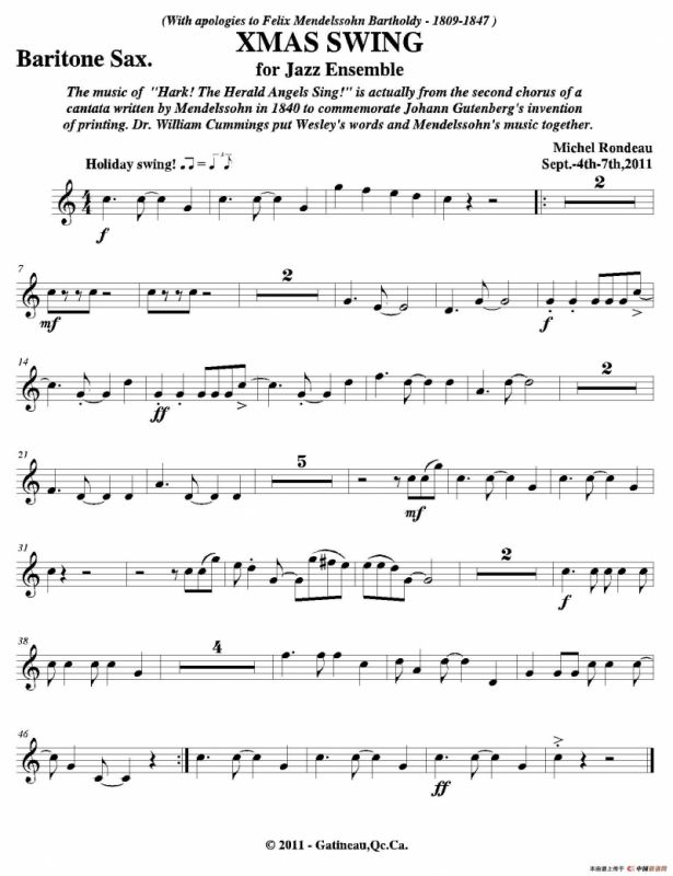 XMAS SWING（上低音萨克斯分谱）