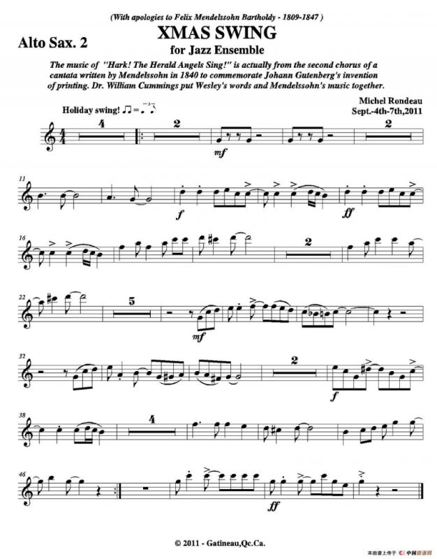 XMAS SWING（第二中音萨克斯分谱）