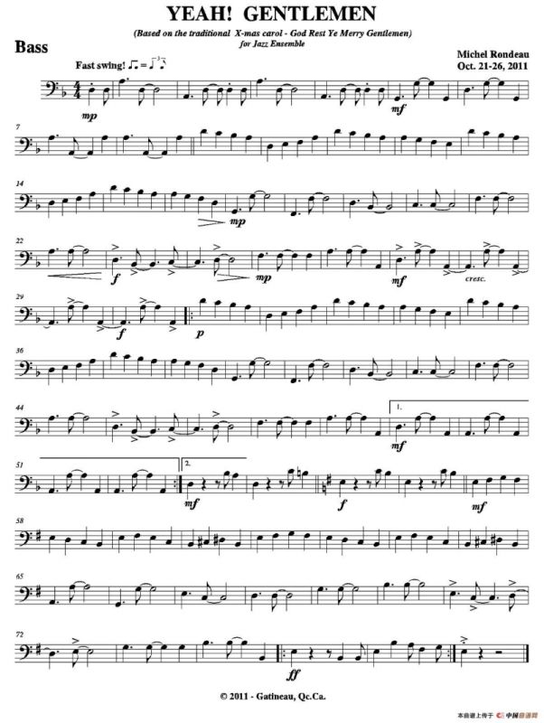 YEAH! GENTLEMEN（贝司分谱）