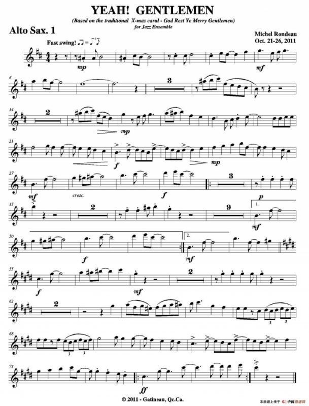 YEAH! GENTLEMEN（第一中音萨克斯分谱）