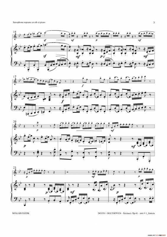 小夜曲 Op.41（高音萨克斯+钢琴伴奏）