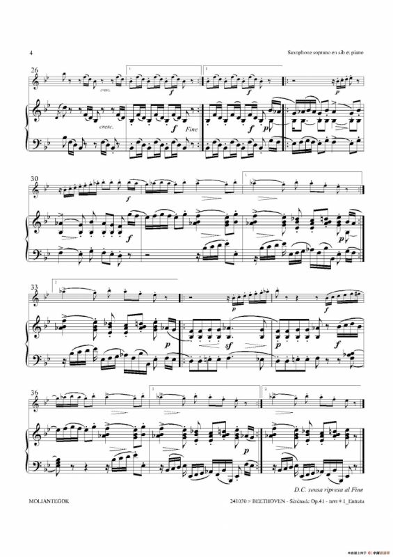 小夜曲 Op.41（高音萨克斯+钢琴伴奏）