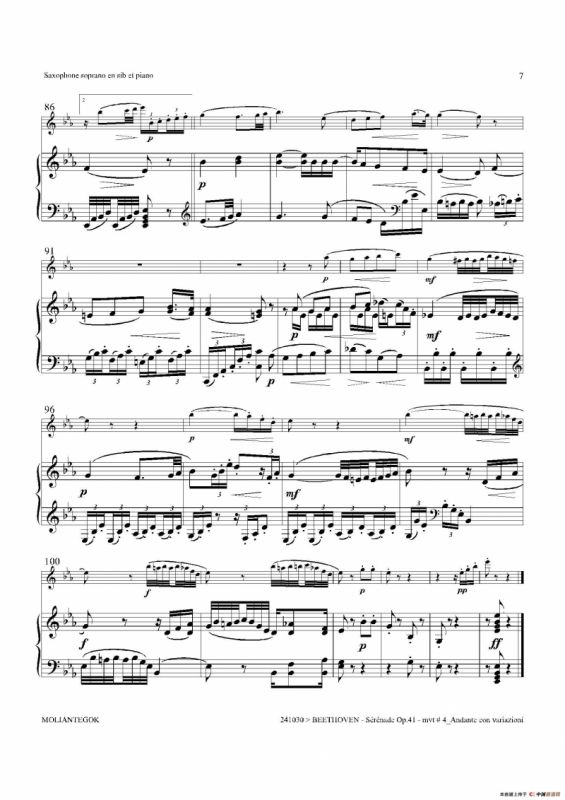 小夜曲 Op.41（高音萨克斯+钢琴伴奏）